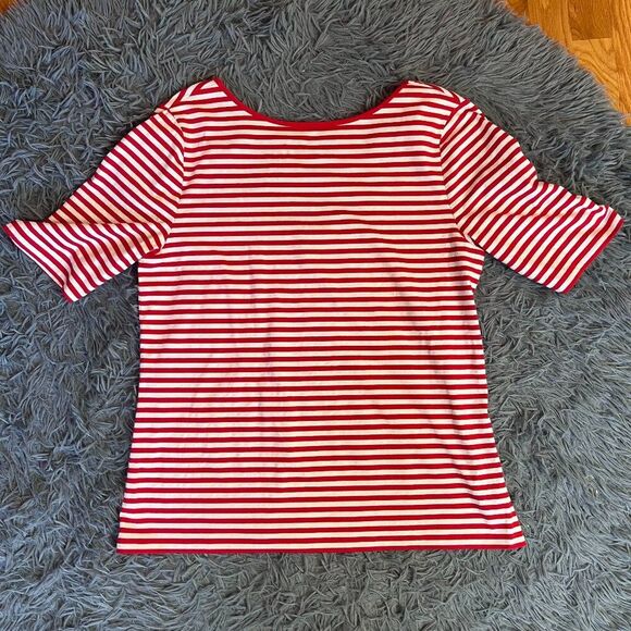 Chaps by Ralph Lauren White Red Striped Top Size XL - Picture 1 of 7